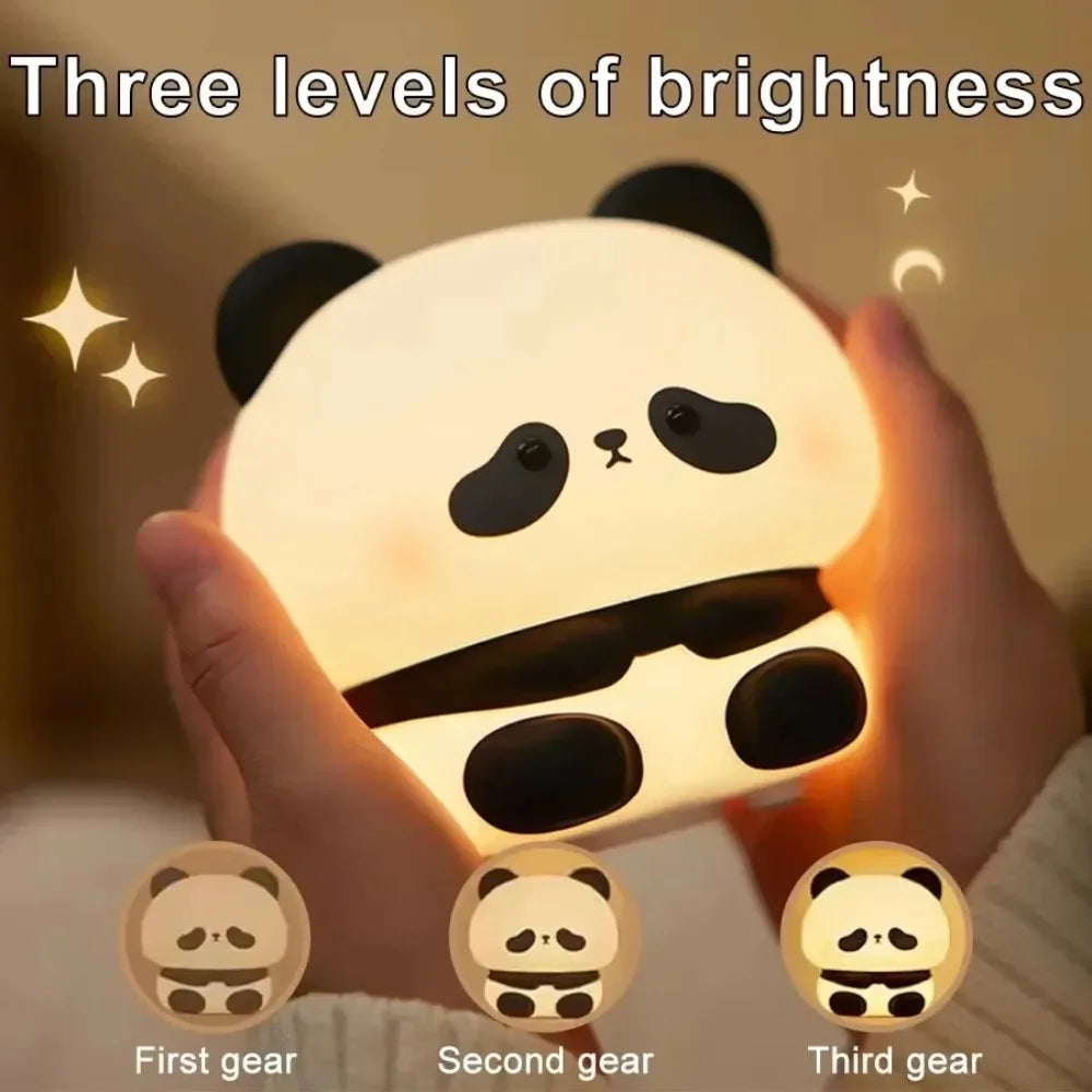Cute Cartoon Panda Silicone Light LED Night Light USB Charging Smart Timing Desk Bedside Decoration Children's Birthday Gift
