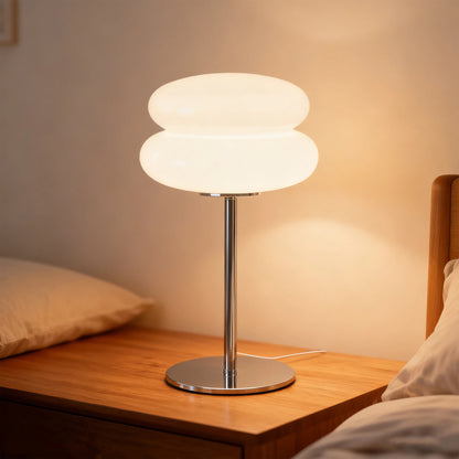 Table Lamp for Bedroom,Mid Century Modern Lamp for Nightstand, Dimmable Retro Egg Tart Bedside Small Lamps,Unique Home Mushroom