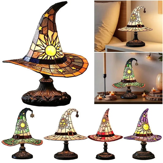 Colorful Witch Hat LED Table Lamp – Handmade Wizard Hat USB Night Light | Creative Bedroom Decoration