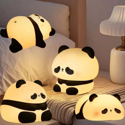 Cute Cartoon Panda Silicone Light LED Night Light USB Charging Smart Timing Desk Bedside Decoration Children's Birthday Gift
