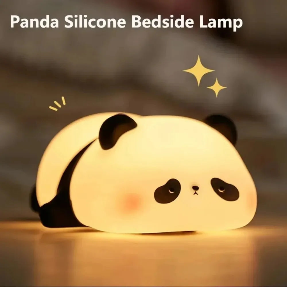 Cute Cartoon Panda Silicone Light LED Night Light USB Charging Smart Timing Desk Bedside Decoration Children's Birthday Gift