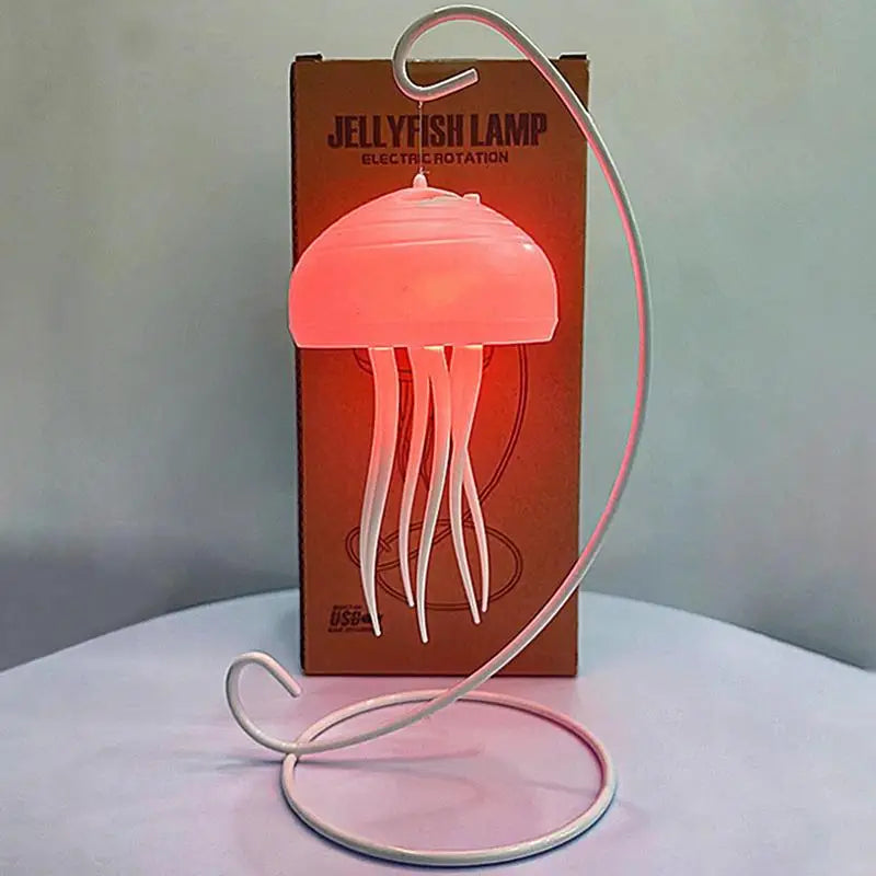 Jellyfish Night Lamp – Rotating LED Tabletop Light with Dynamic Motion | Creative Bedroom Sleeping Light