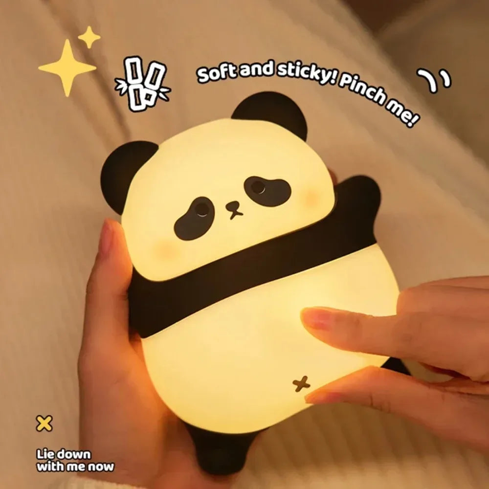 Cute Cartoon Panda Silicone Light LED Night Light USB Charging Smart Timing Desk Bedside Decoration Children's Birthday Gift