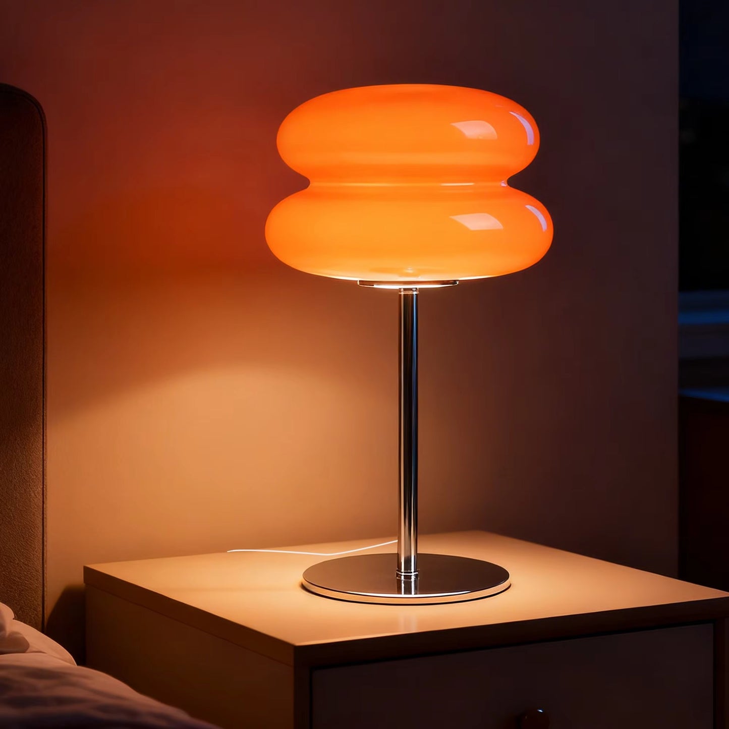 Table Lamp for Bedroom,Mid Century Modern Lamp for Nightstand, Dimmable Retro Egg Tart Bedside Small Lamps,Unique Home Mushroom