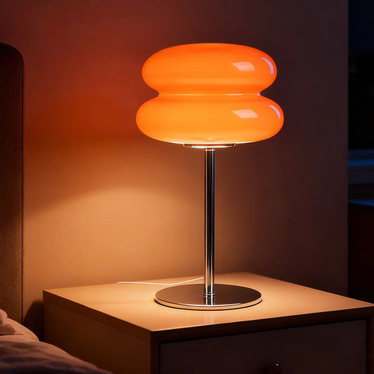 Table Lamp for Bedroom,Mid Century Modern Lamp for Nightstand, Dimmable Retro Egg Tart Bedside Small Lamps,Unique Home Mushroom